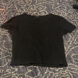 Brandy Melville Black Short Sleeve Ribbed Crop Top